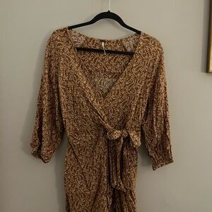 Free People Mustard Floral Mini Dress